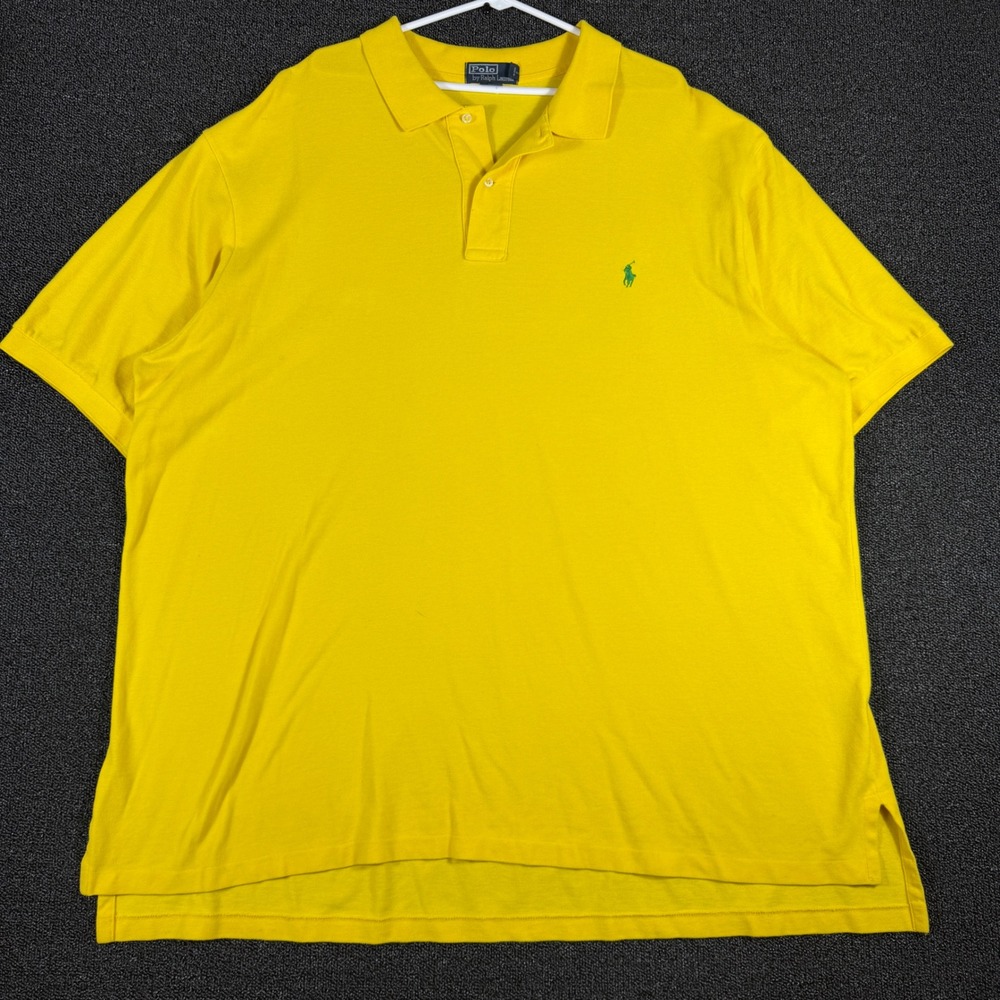 Vintage Polo Ralph Lauren Shirt Men's 3XLT Yellow Short Sleeve Pique Cotton Pony
